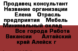 Продавец-консультант › Название организации ­ Елена › Отрасль предприятия ­ Мебель › Минимальный оклад ­ 20 000 - Все города Работа » Вакансии   . Алтайский край,Алейск г.